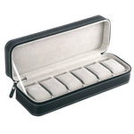 boîte montres simili cuir zipper 10 compartiments supports classique vert noir gris