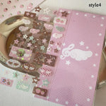 autocollants kawaii adhésifs notes musicales coeurs étoiles fruits géométriques rose blanc marron vert bleu