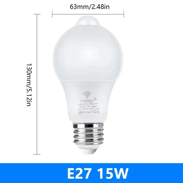 ampoule led e27 détecteur mouvement blanc moderne 12w 15w 18w 20w 6w 9w