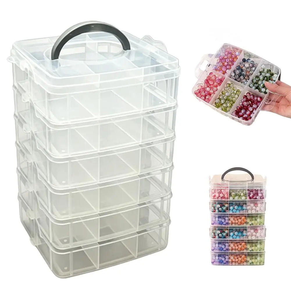 boîte rangement transparente empilable moderne poignée noire colorées bijoux organisation jouets elastiques