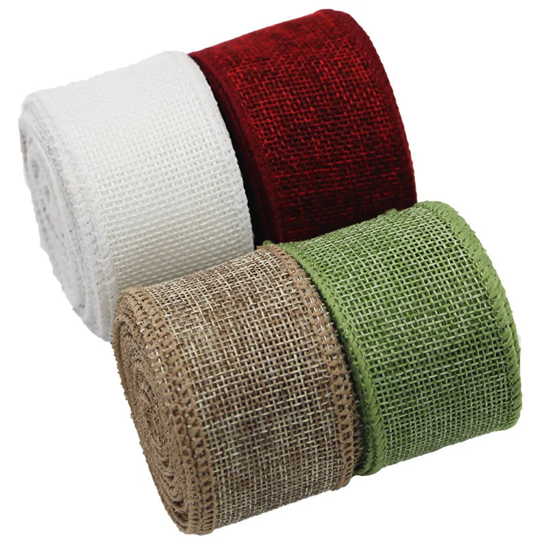 ruban jute blanc rouge vert beige rustique 4cm emballage décoration mariage cadeau diy