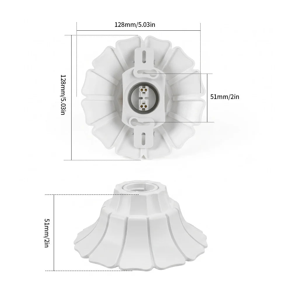 supports lampe blanc plissé moderne E26 E27 certification ROHS UL LVD CEM ABS