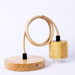 lampe suspendue moderne bois naturel métal clips câble socle e27 sans ampoule minimaliste