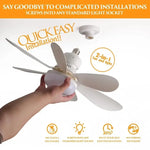 ventilateur lumière intégrée moderne noir blanc 52cm 42cm télécommande led ailes plastique
