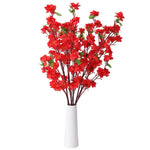 Bouquet artificiel fleurs simples rose jaune blanc rouge feuilles vertes moderne vase blanc 65cm