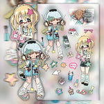 stickers autocollants pop art dessins animés personnages objets motifs imprimés rose beige blanc