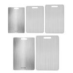 planche découpe acier inoxydable double face durable alimentaire moderne poignée intégrée 46x30cm