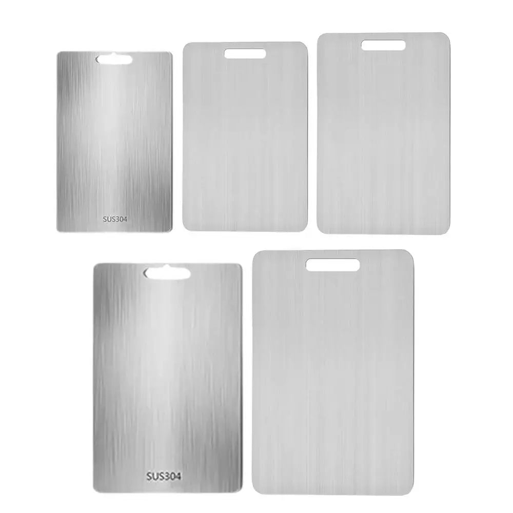planche découpe acier inoxydable double face durable alimentaire moderne poignée intégrée 46x30cm