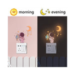 Stickers muraux astronaute lune étoiles glow noir rose vert enfants chambre
