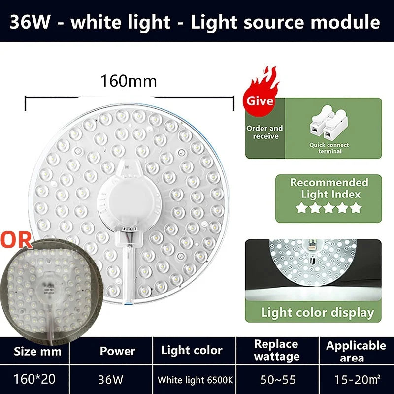 plaque led ronde diodes câble blanc moderne lumineuse 12w 18w 24w 36w 48w 72w