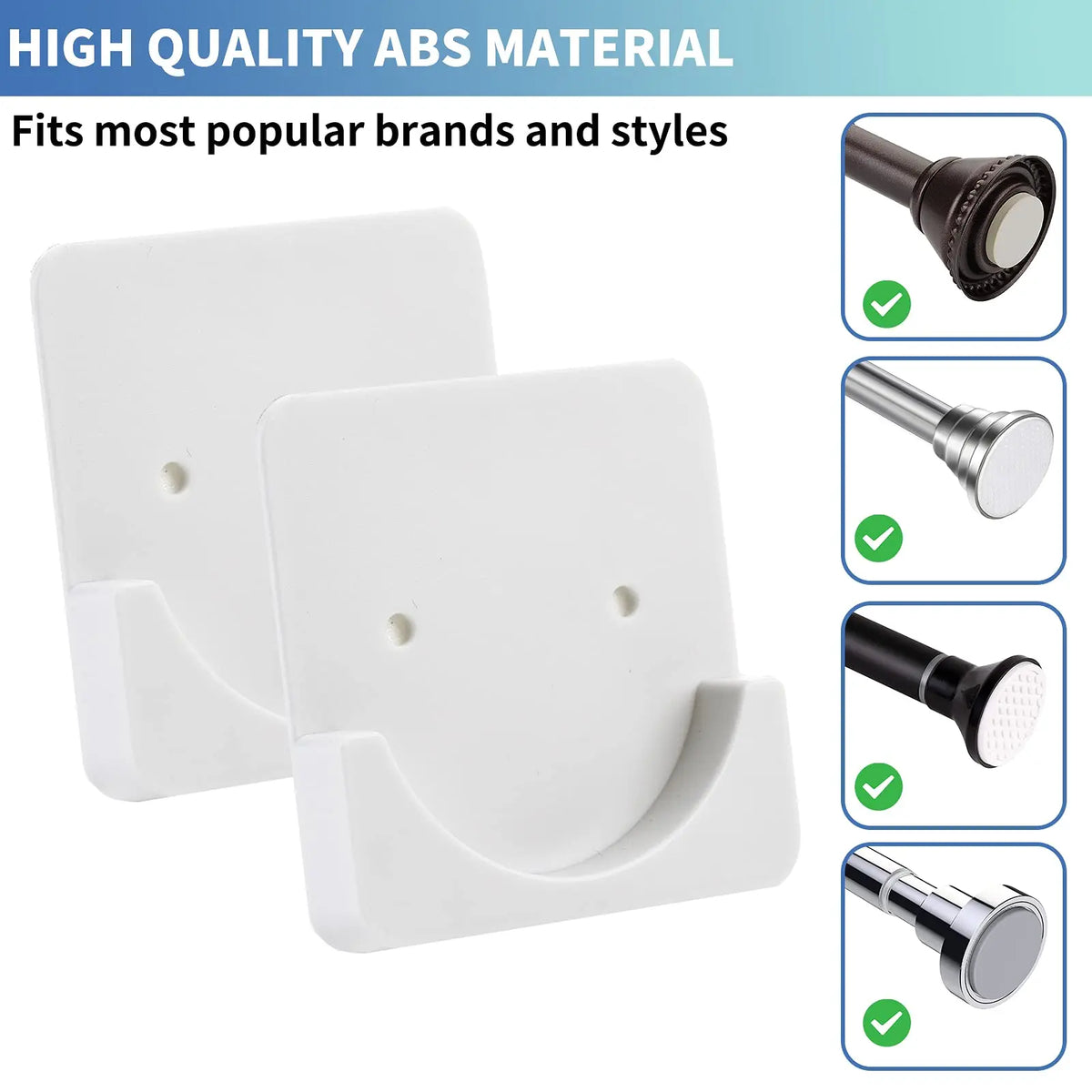support mural rideau douche blanc noir vis clips respectueux environnement moderne