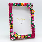 cadre photo diy rose fuchsia vert jaune blanc violet orange floral enfantin 4x6 inches