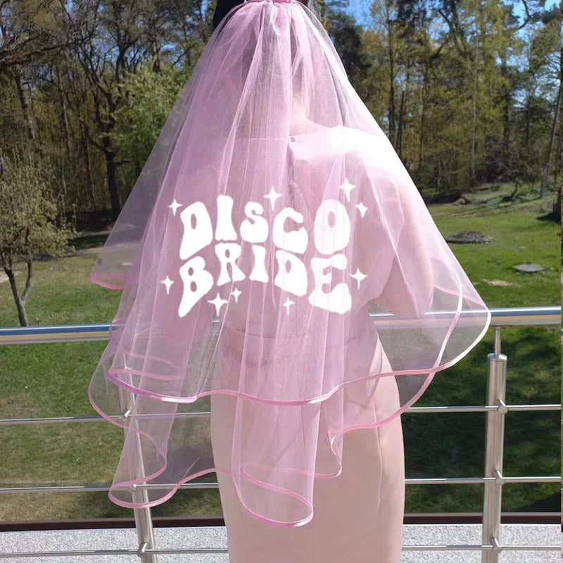 voile mariée rose disco bride étoiles blanches moderne transparent festif mariage