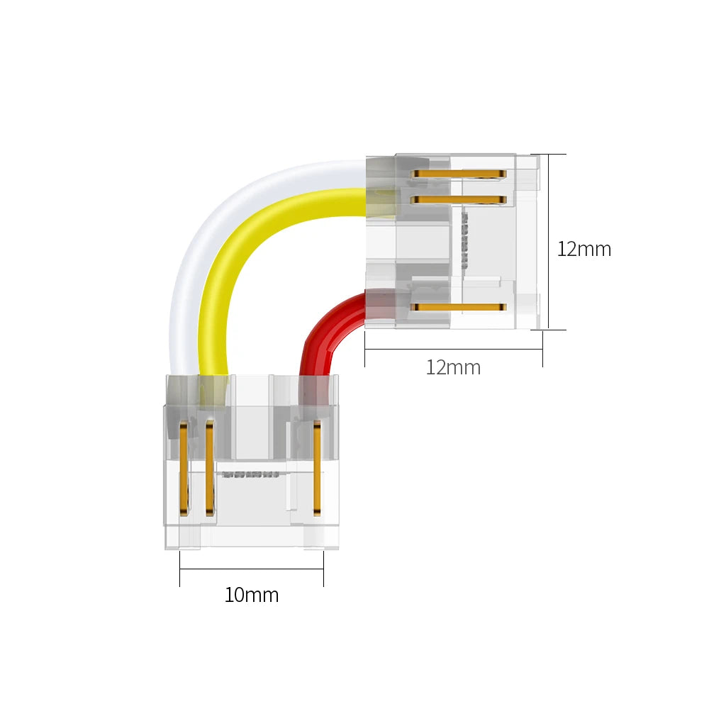 rubans led cob connecteurs clips transparents jaune rouge moderne technologique câbles 24v certifiés cee