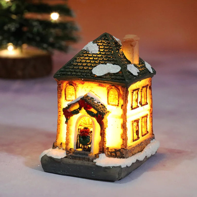 décorations noël miniatures maison guirlandes lumineuses brique tuiles boules vintage chambre