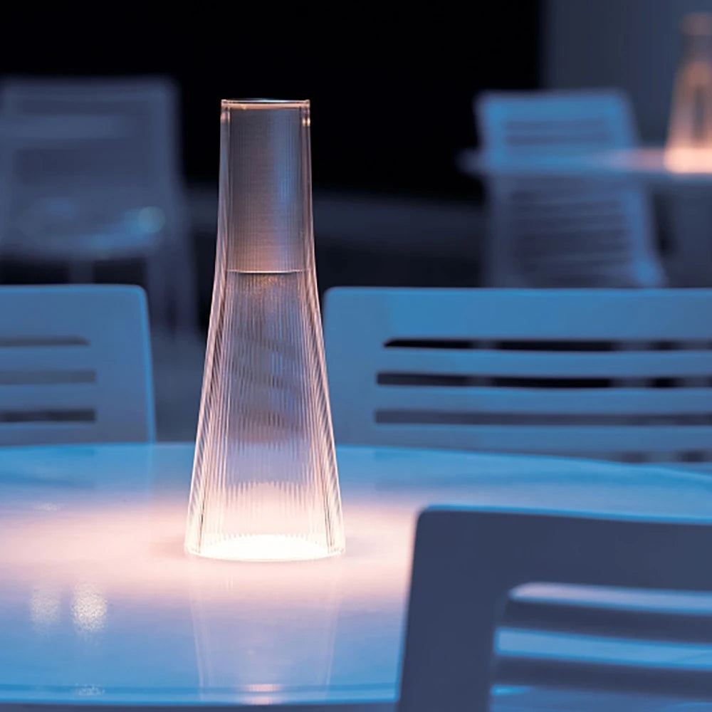 lampe table rechargeable led transparent moderne rayures verticales interrupteur tactile 249 2000 lumens chambre