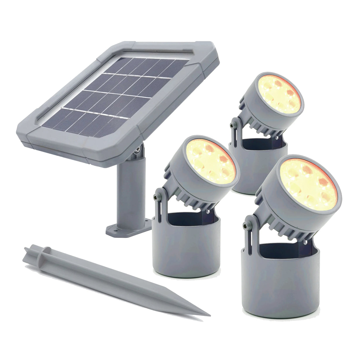 projecteur solaire gris moderne ip68 led auto allumage extérieur jardin piscine