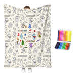 couverture colorier enfants motifs noël animaux crayons couleur texture douce moderne multicolore blanc gris