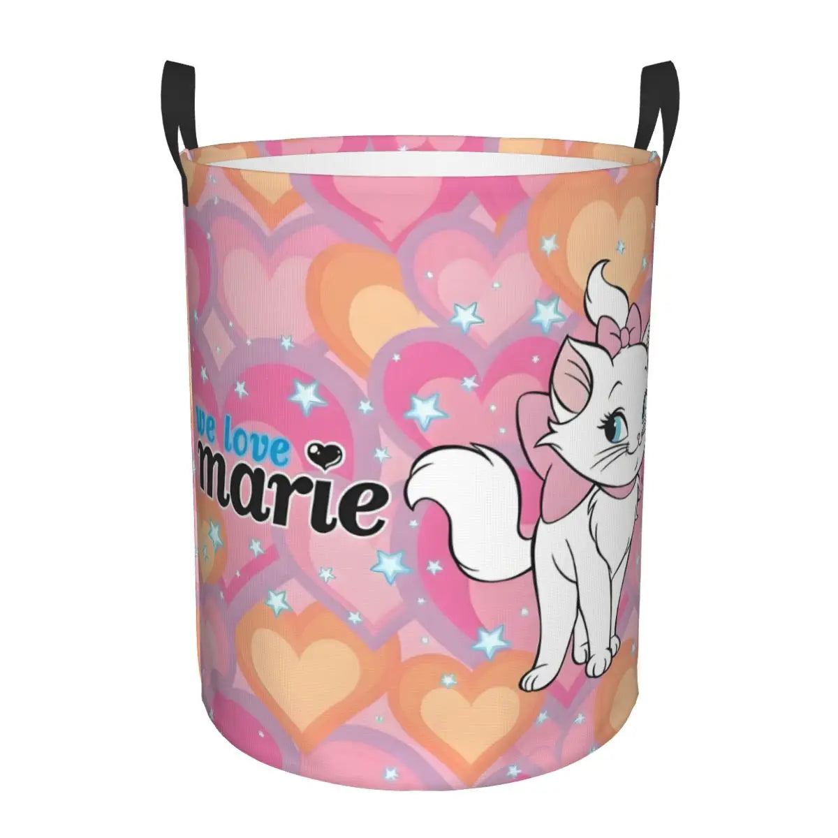 panier rangement pliable motif chat rose blanc linge jouets enfant coton