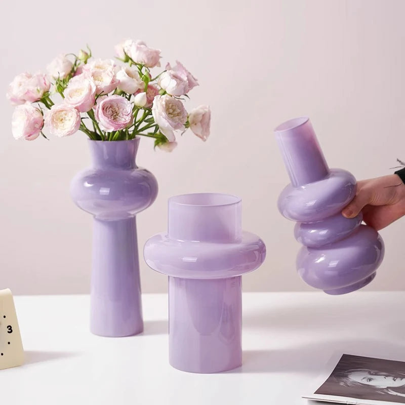 vase verre violet pastel moderne organique salle manger salon tablecoration floral