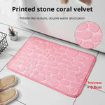 tapis bain rose clair gris texture galet velours moderne antidérapant microfibre salle bain