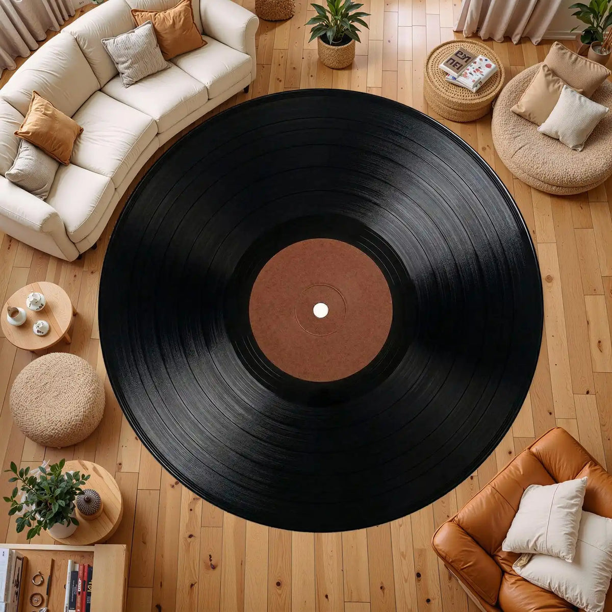 tapis rond moderne noir rouge gris salon chambre antidérapant polypropylène vinyle notes musicales