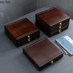 boîte thé marron tiroirs plateau poignées traditionnelle accessoire cérémonie thé pliante rangement ménage moderne