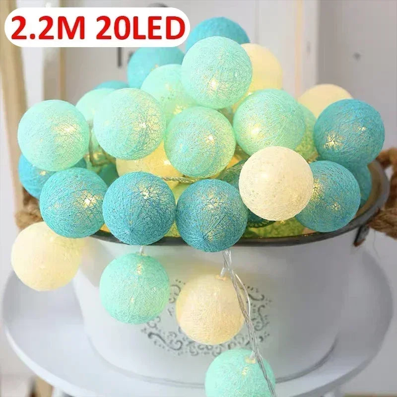 guirlande lumineuse multicolore cotonné moderne 20 led 2mètres auto batterie usb