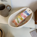 boîtes rangement coton tressé ovales multi usages modernes 23x13x7cm 26x16x8cm 30x17x9cm beige gris blanc