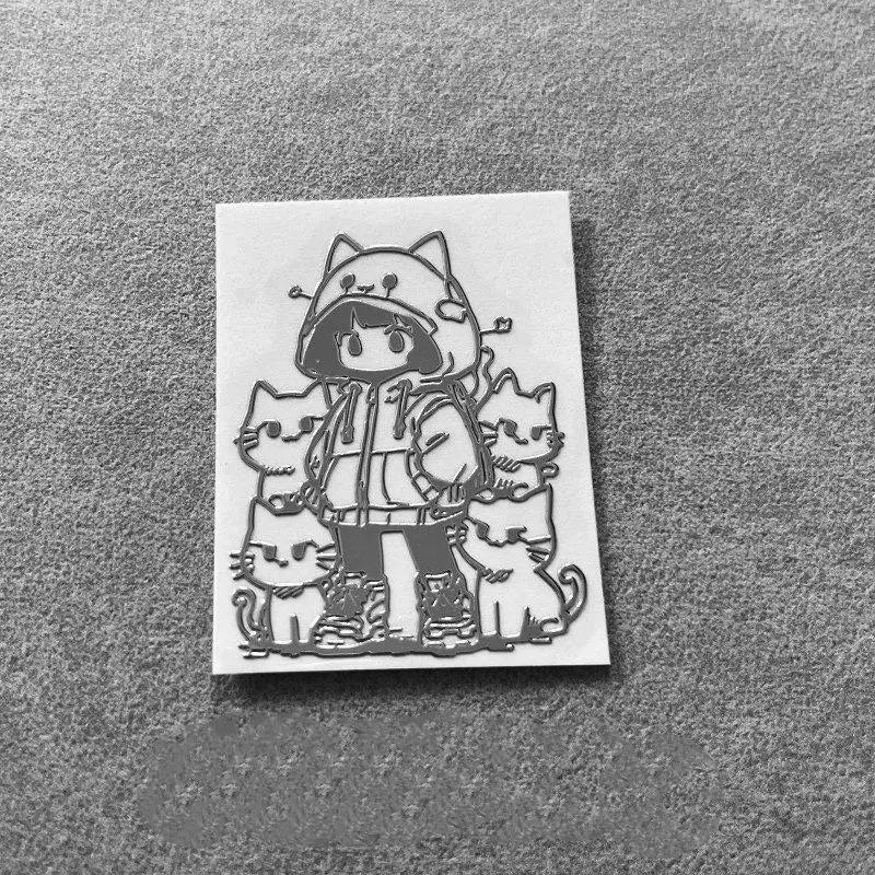 sticker autocollant 3d dessins animés chat noir blanc décoration téléphone diy illustration simple