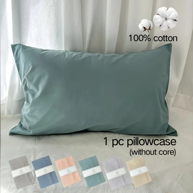 protège oreiller coton uni moderne housse protection lit bleu rose gris 50x80cm