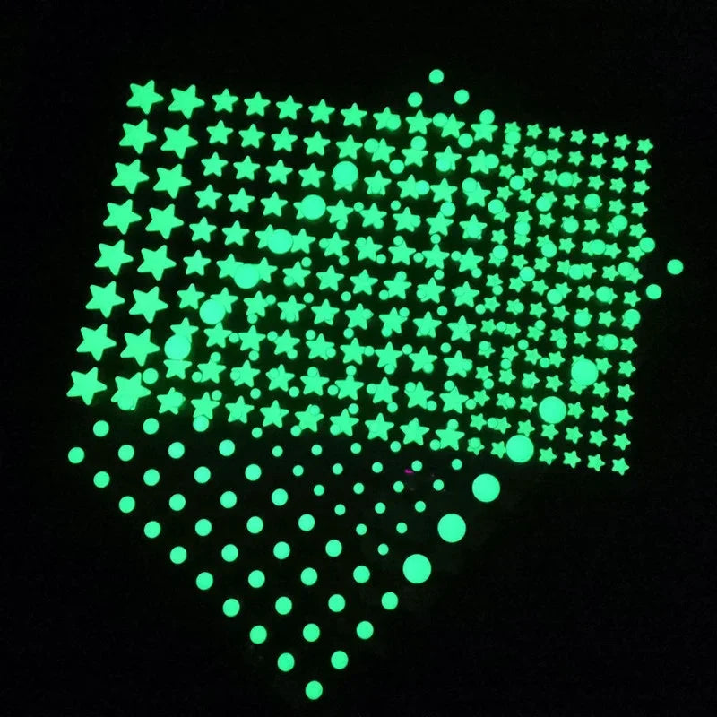 autocollants lumineux étoiles points vert fluo moderne mur adhésif chambre enfants decoration maison