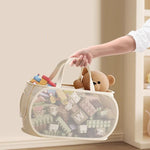 panier rangement pliable tissu polyestère beige clair maille moderne jouets rangement