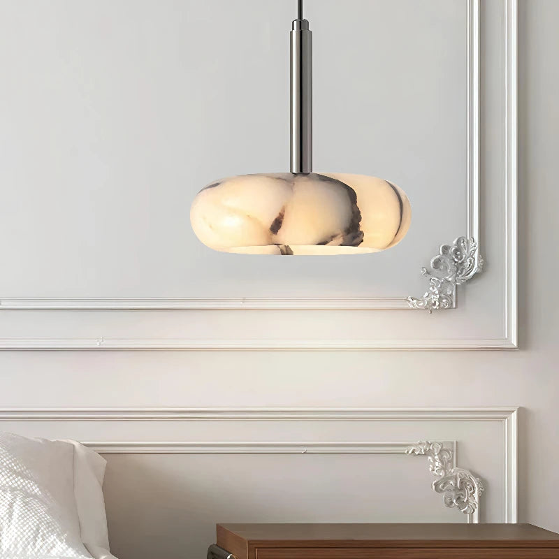 suspension lumineuse marbre moderne blanc noir gris éclairage salon chambre