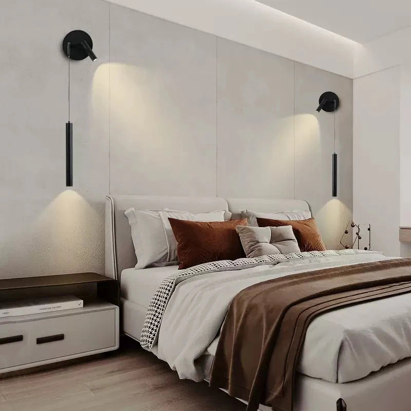 lampes murales led modernes orientables noir minimaliste chambre coucher étude entrée