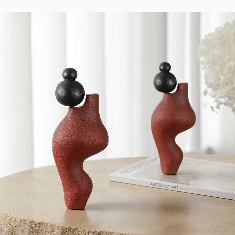 sculpture abstraite moderne rouge noir minimaliste décoration intérieure artistique contemporaine