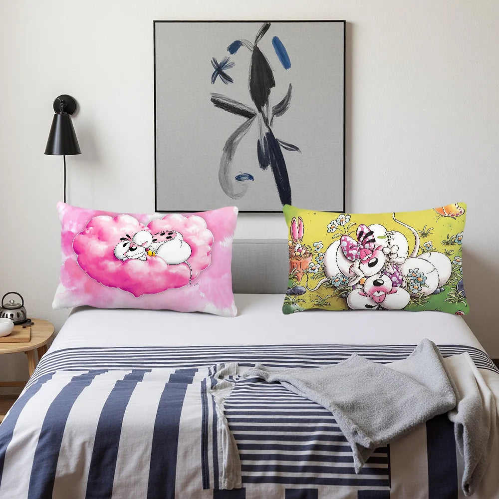 housse coussin imprimée polyester nuages animaux mignons rose blanc 30x50cm 40x60cm 48x74cm 50x70cm double