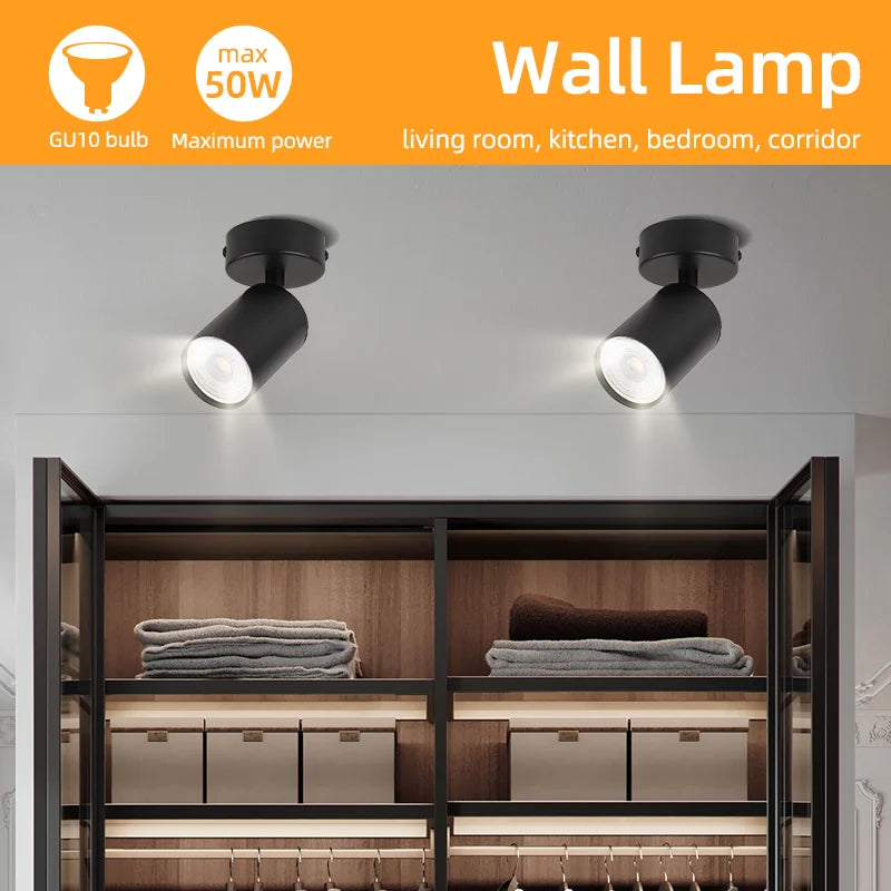 spot lumineux led gu10 noir blanc change couleur moderne interrupteur poussoir amovible
