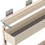 étagère cuisine moderne beige clair compartiments texturés clips métalliques rangement efficace aluminium save space
