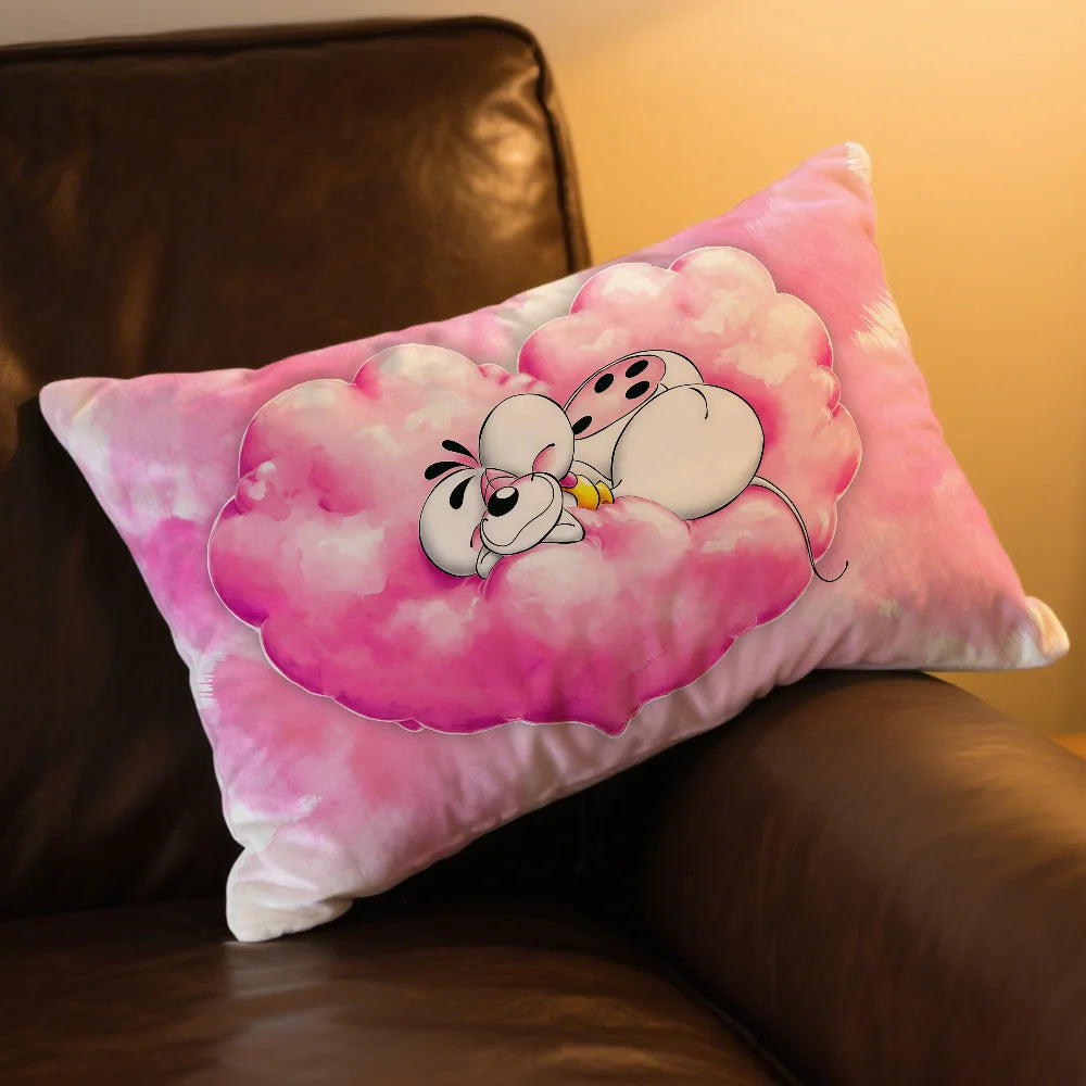 housse coussin imprimée polyester nuages animaux mignons rose blanc 30x50cm 40x60cm 48x74cm 50x70cm double