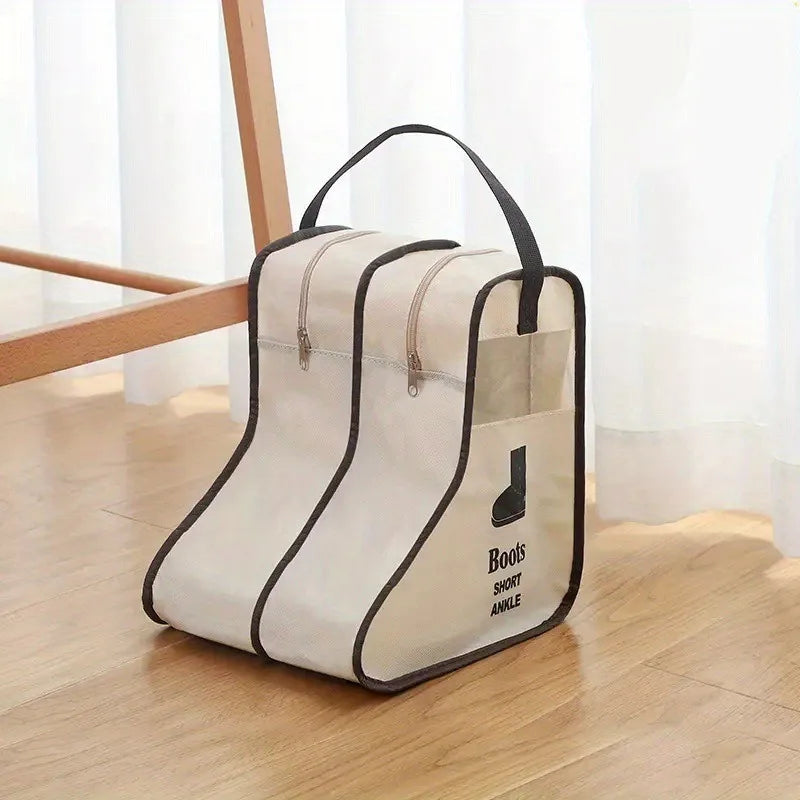 sac rangement chaussures noir beige pratique moderne anti poussière réutilisable poignée amovible fermeture glissière