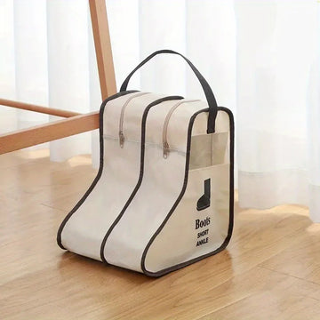 sac rangement chaussures noir beige pratique moderne anti poussière réutilisable poignée amovible fermeture glissière