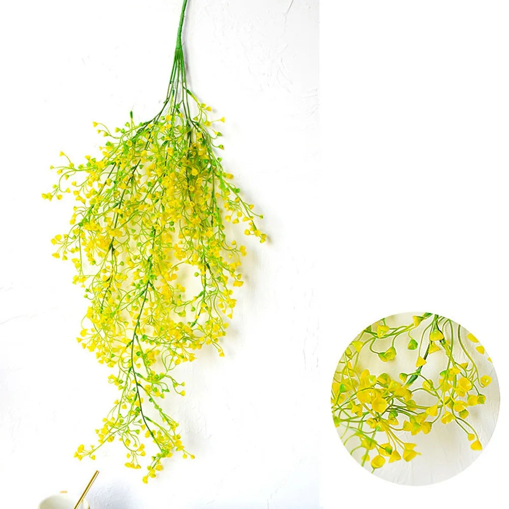 guirlande artificielle vert jaune blanc fleurs simples naturelle rustique intérieur tringle fixée décoration maison