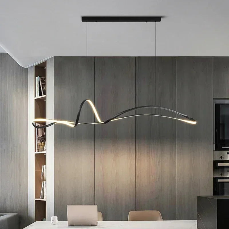 lustre moderne suspension minimaliste spirale abstraite noir blanc chambre salon