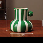 Vases modernes céramique rayures colorées bleu blanc vert rouge jaune
