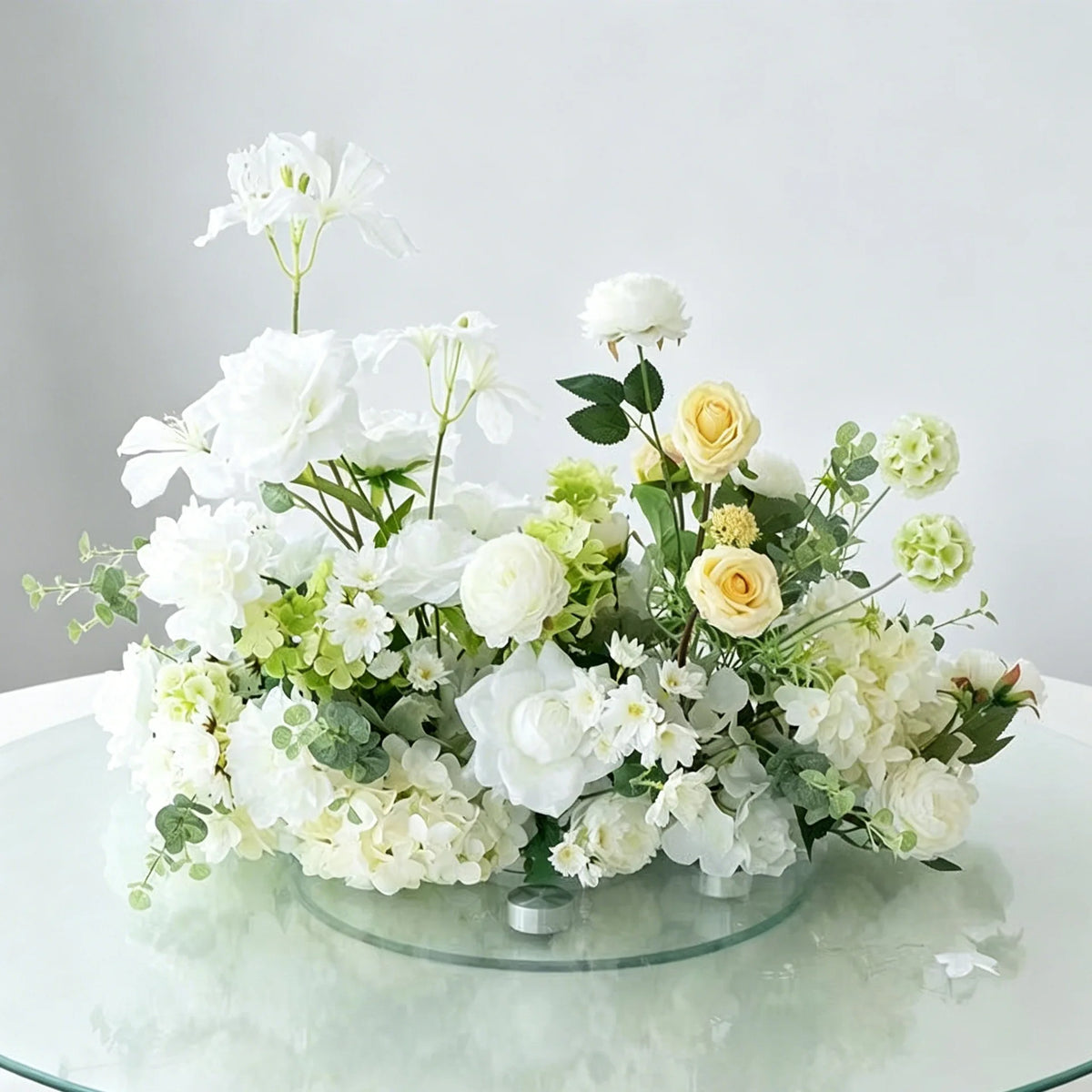 décoration florale artificielle bouquet mixte classique extérieur intérieur blanc vert rose
