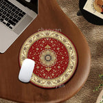 tapis rond vintage oriental persan motif floral ornements floraux rouge beige tapis souris antidérapant