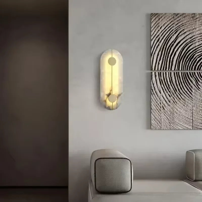 lampe murale moderne marbre blanc gris doré éclairage chambre salon étude entrée