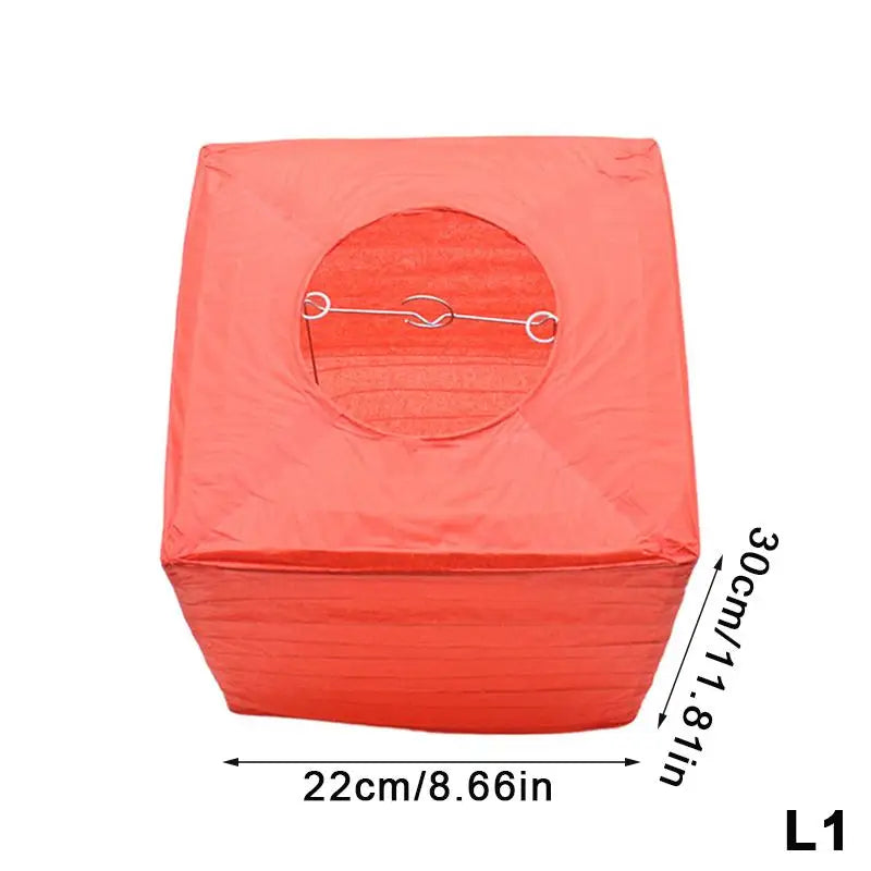 lanternes carrées papier plissé blanc orange vert rouge jaune simple décoratif anneau cordon métallique