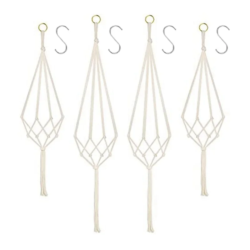 suspensions plantes tissage macramé pots géométriques bohèmes fleurs succulentes verte blanc crème